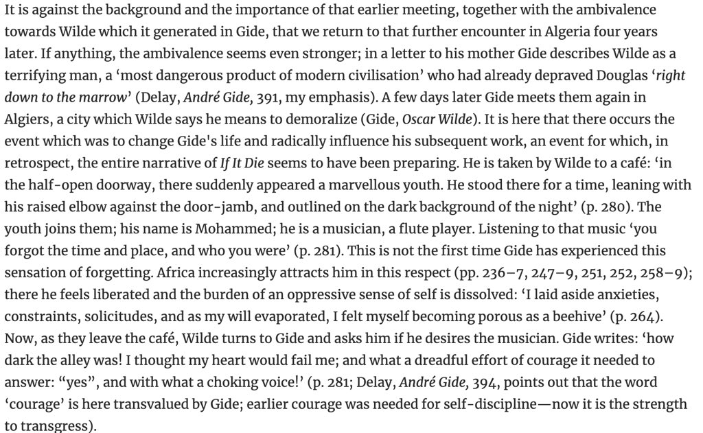 “Wilde spiritually seduced Gide.” 🤯