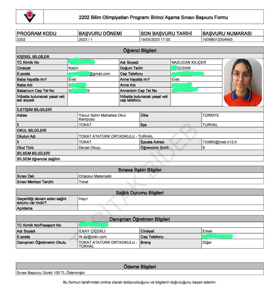 Danışmanlığını yaptığım öğrencim Nazlıcan ile Tubitak 2023 Bilim Olimpiyatları'na başvurumuzu yaptık 🙂 25 Haziran'daki sınavda öğrencimize başarılar dilerim 🌸🧿
<a href="/TurhalMem/">TurhalMem</a> <a href="/tokatmem/">Tokat İl Milli Eğitim Müdürlüğü</a> <a href="/tokatvaliligi/">Tokat Valiliği</a> <a href="/tastanali77/">ALİ TAŞTAN</a> <a href="/tcmeb/">Millî Eğitim Bakanlığı</a>