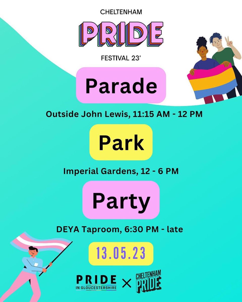 VisitCheltenham (@visitchelt) on Twitter photo We are on countdown to <a href="/CheltenhamPride/">Cheltenham Pride</a> taking place this Saturday, ft. the first #PrideParade in #Cheltenham for more than a decade! 🌈
Imperial Gardens will be full of colour as we celebrate & honour our #LGBTQ+ community 🏳️🌈
Comment ☀️ below to manifest good weather! We are on countdown to <a href="/CheltenhamPride/">Cheltenham Pride</a> taking place this Saturday, ft. the first #PrideParade in #Cheltenham for more than a decade! 🌈
Imperial Gardens will be full of colour as we celebrate & honour our #LGBTQ+ community 🏳️🌈
Comment ☀️ below to manifest good weather!
