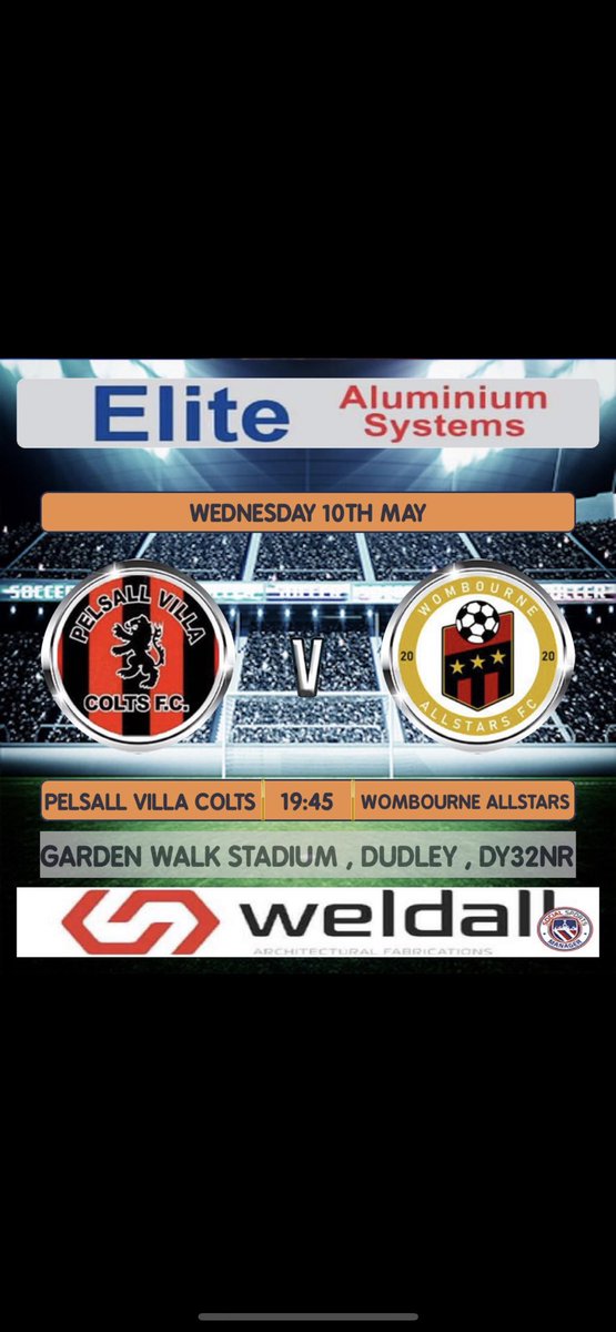 ‼️ LEAGUE 🏆 FINAL ‼️ Tomorrow we take on @WASFootballClub in the @wmrfl Division 2 League cup final in the last dance of this season for us. All support for the lads welcome 💪 🏟 Garden Walk Stadium 📍DY3 2NR ⏱ 7:45pm KO 💷 £5 entry 🍻 Open (food and drink) ❤️🖤