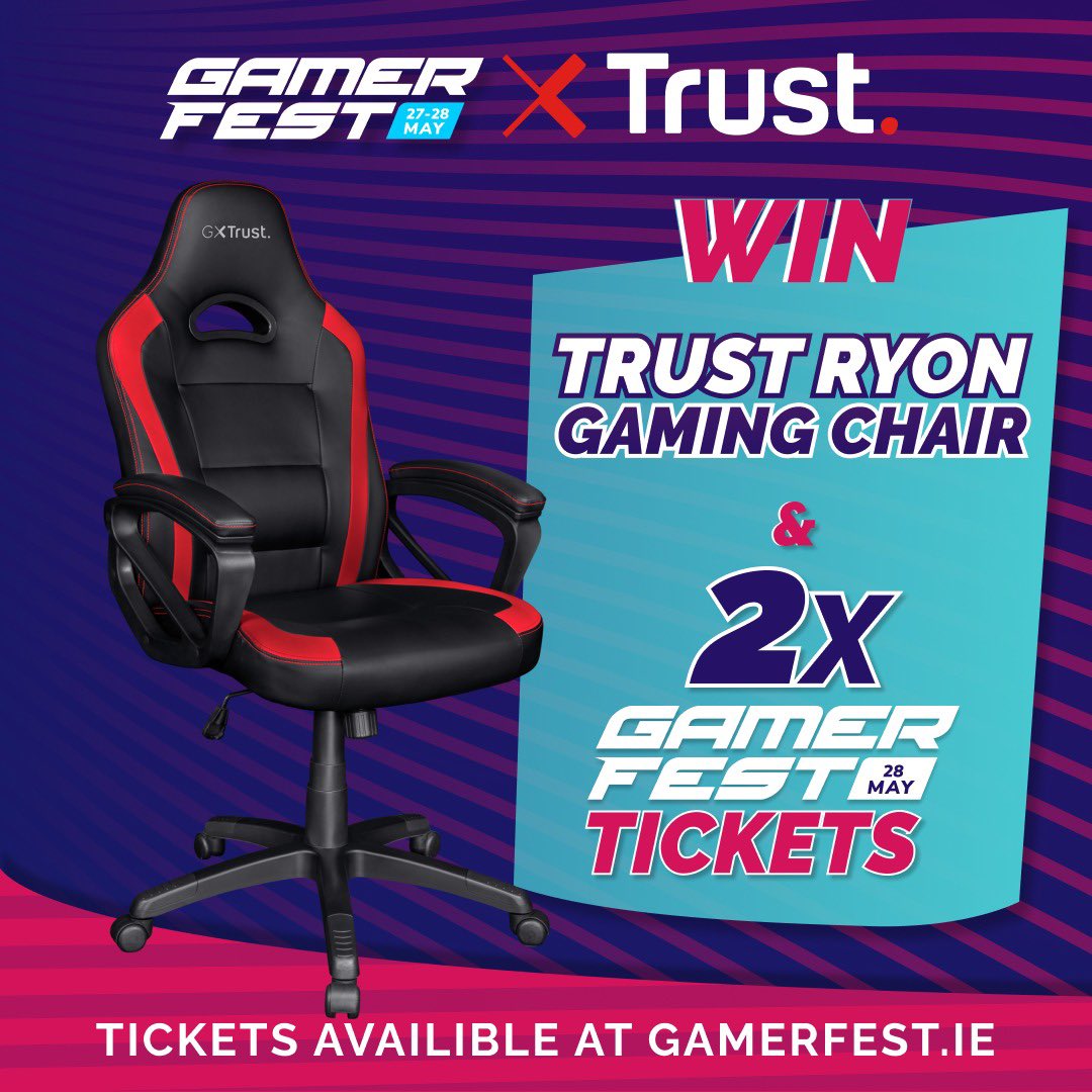GamerFest_ie's tweet photo. 🎉COMPETITION🎉

They're not done yet... thanks to our friends at @trustgaming we have a new Ryon Gaming Chair 🎮 plus a pair of tickets to GamerFest Dublin to giveaway to one lucky winner! 🤩

To enter, simply:

💖 LIKE this tweet
🤝 TAG the friend you'd bring along to GamerFest
♻️ RETWEET
