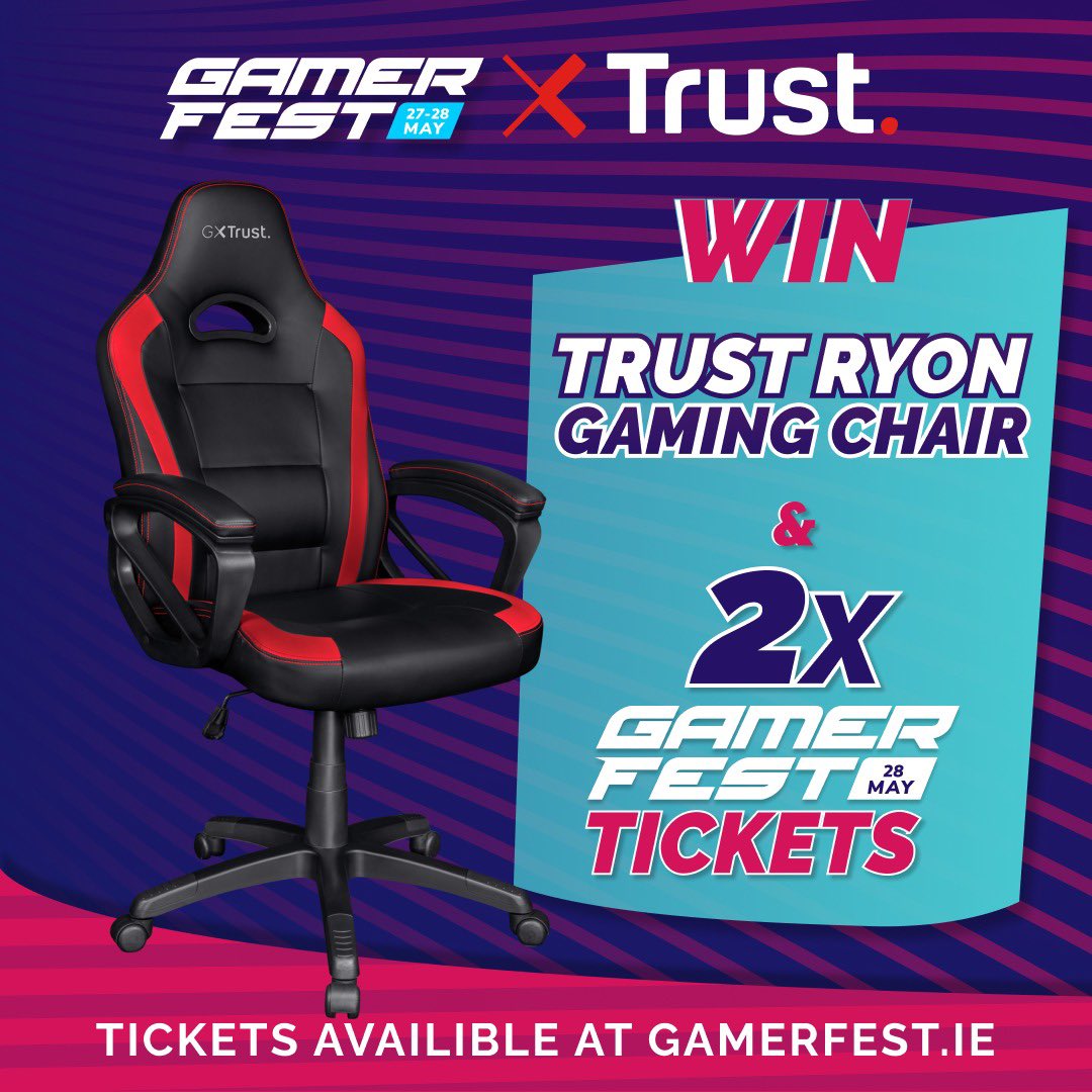 🎉COMPETITION🎉 They're not done yet... thanks to our friends at @trustgaming we have a new Ryon Gaming Chair 🎮 plus a pair of tickets to GamerFest Dublin to giveaway to one lucky winner! 🤩 To enter, simply: 💖 LIKE this tweet 🤝 TAG the friend you'd bring along to GamerFest