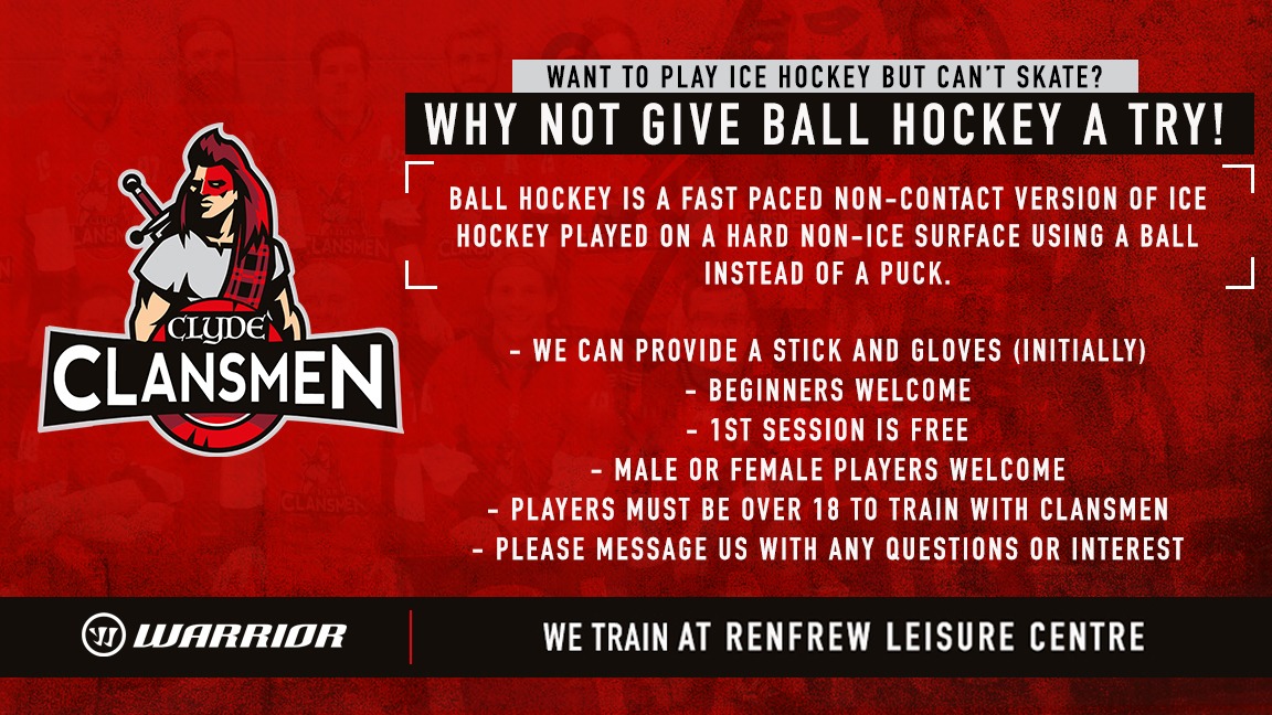 ClydeClansmen's tweet photo. Ball hockey every Tuesday ❤️🖤

Training tonight 7.30-9pm and your 1st session is FREE! 

Looking for a fun way to get ready for summer? Why not come and give it a try all abilities are welcome and equipment is provided initially. 

Drop us a DM for more info✍️ https://t.co/XWRd21ygOU