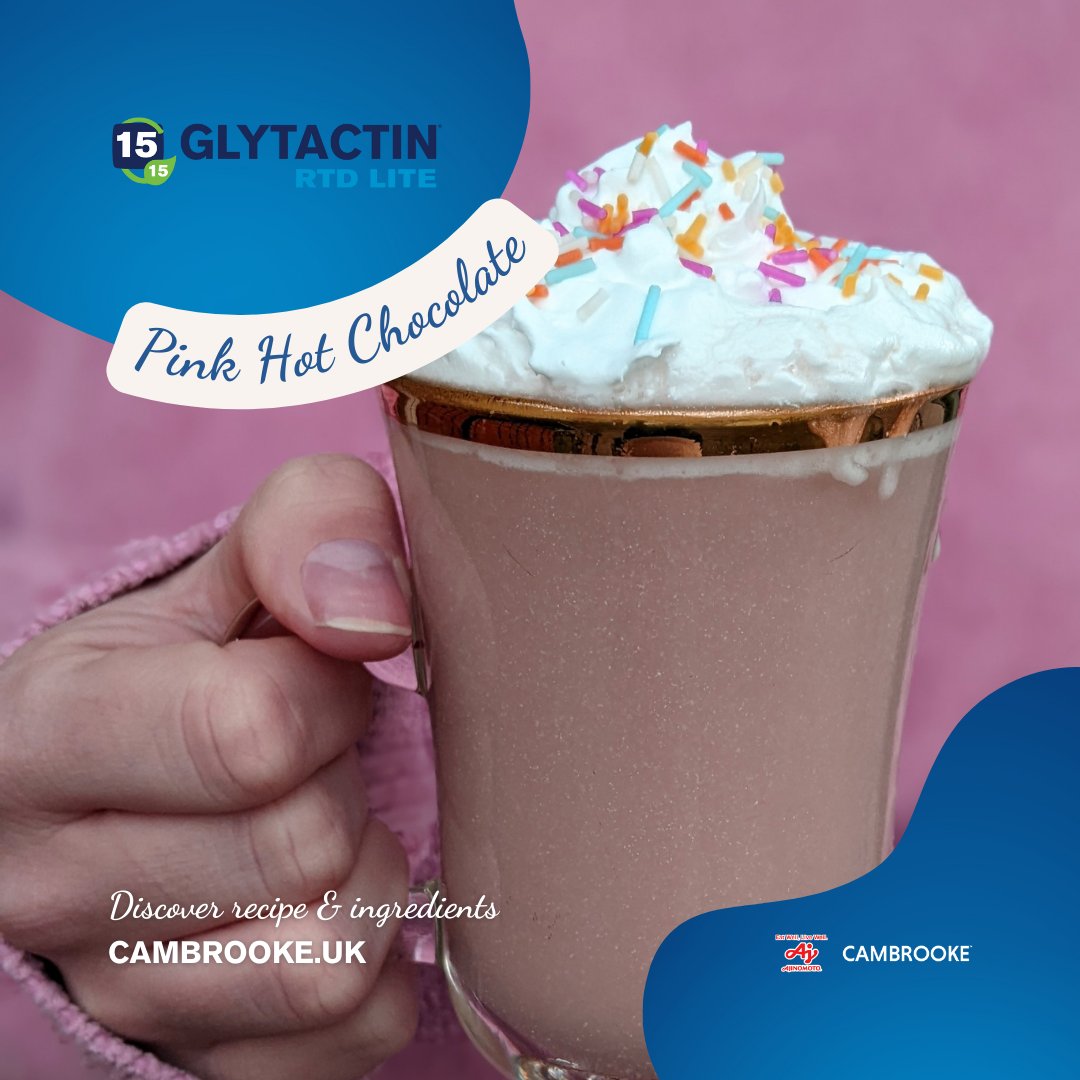 cambrookeuk's tweet photo. Pink Hot Chocolate ☕ with Glytactin RTD 15 LITE 

You will need:
💗Glytactin RTD 15 LITE Vanilla
💗Nesquik Strawberry OR 10ml Strawberry Flavoured Crusha (optional)
💗1g coloured sprinkles

Find out more: https://t.co/JmmYhYnTIO

#PKU #lowprotein https://t.co/MrAHlIO2HN