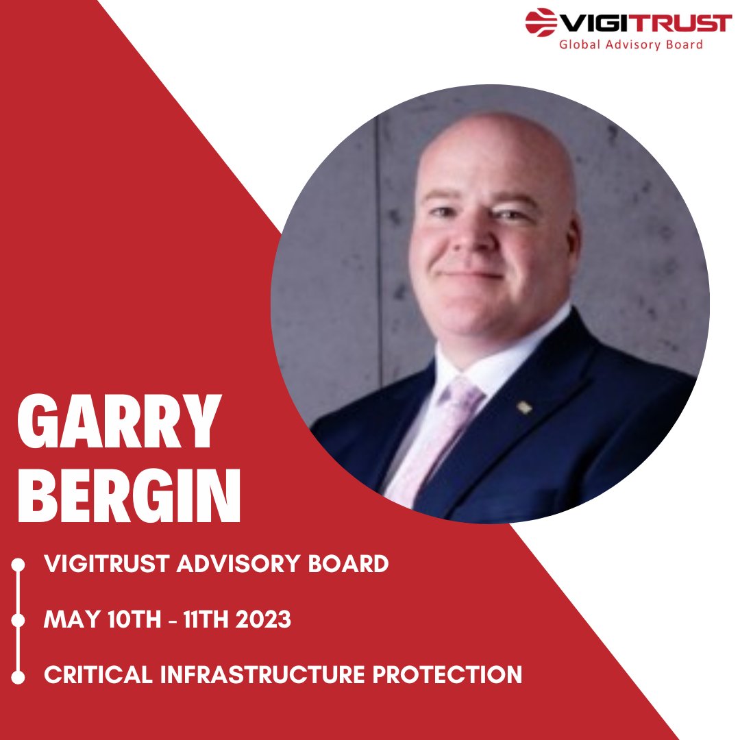 VigiTrust's tweet photo. Don't miss the chance to hear from @GarryBergin, a highly experienced strategic security and risk professional, at the upcoming @VigiTrust Global Advisory board event. He will be speaking on the panel about Critical Infrastructure Protection. 
#securitymanagement #riskmanagement https://t.co/fp5uWZRJ0E