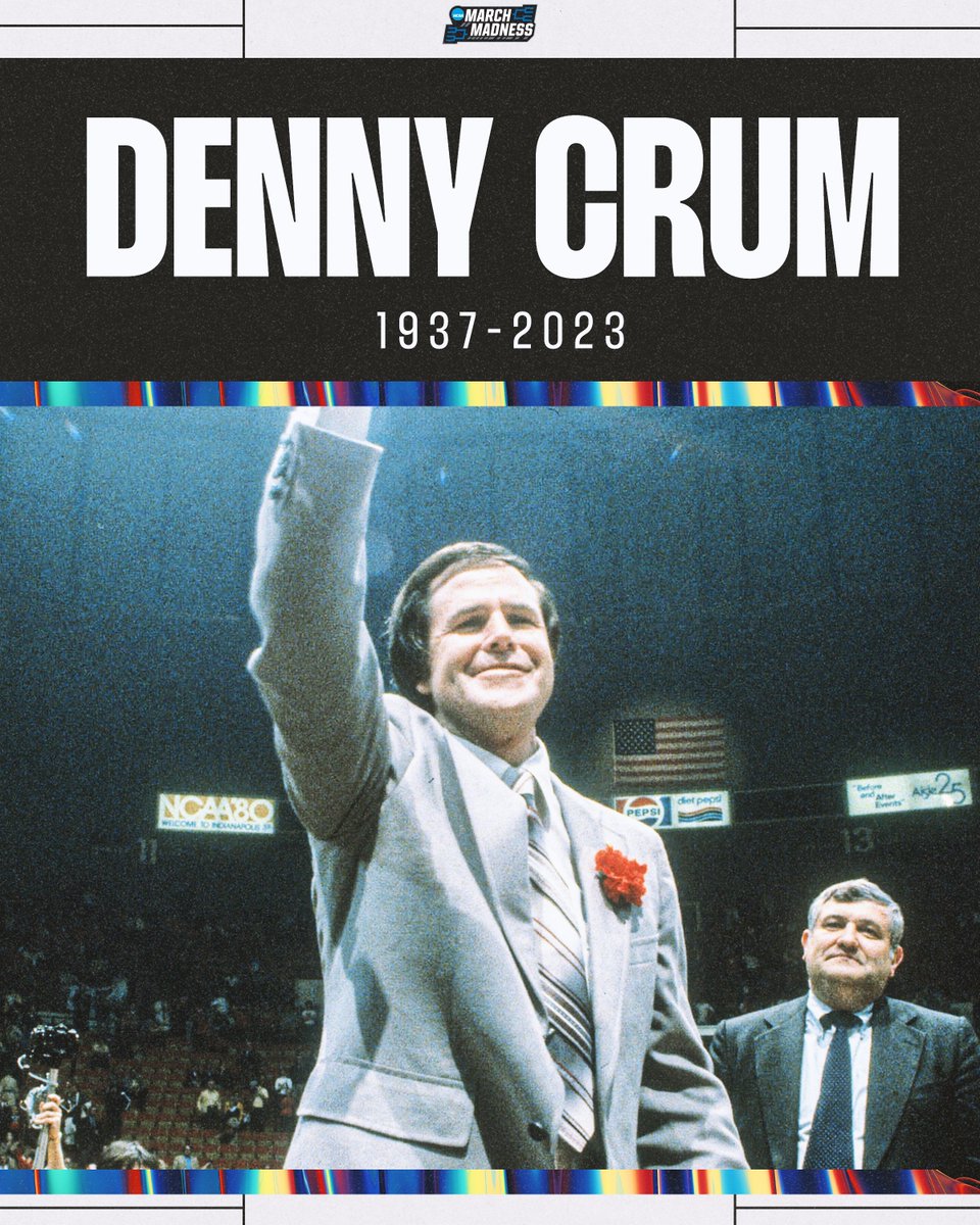MarchMadnessMBB's tweet photo. Coach Denny Crum has passed away at the age of 86.

675 career wins
2 National Championships
6 Final Four appearances
1994 @Hoophall Inductee
2006 @CBHOF Inductee

Basketball Icon. https://t.co/2vzcMNLpao
