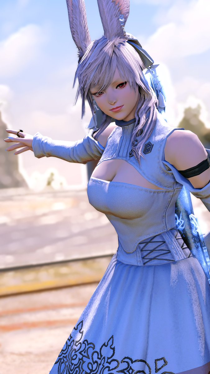 LucHemlock's tweet photo. This way~ 😉🤍🐰 #GPOSERS #ReShade #FFXIV #ffxivsnaps #XIV_PICTCLIP #ElementalDC #Viera https://t.co/0zlIw336V5