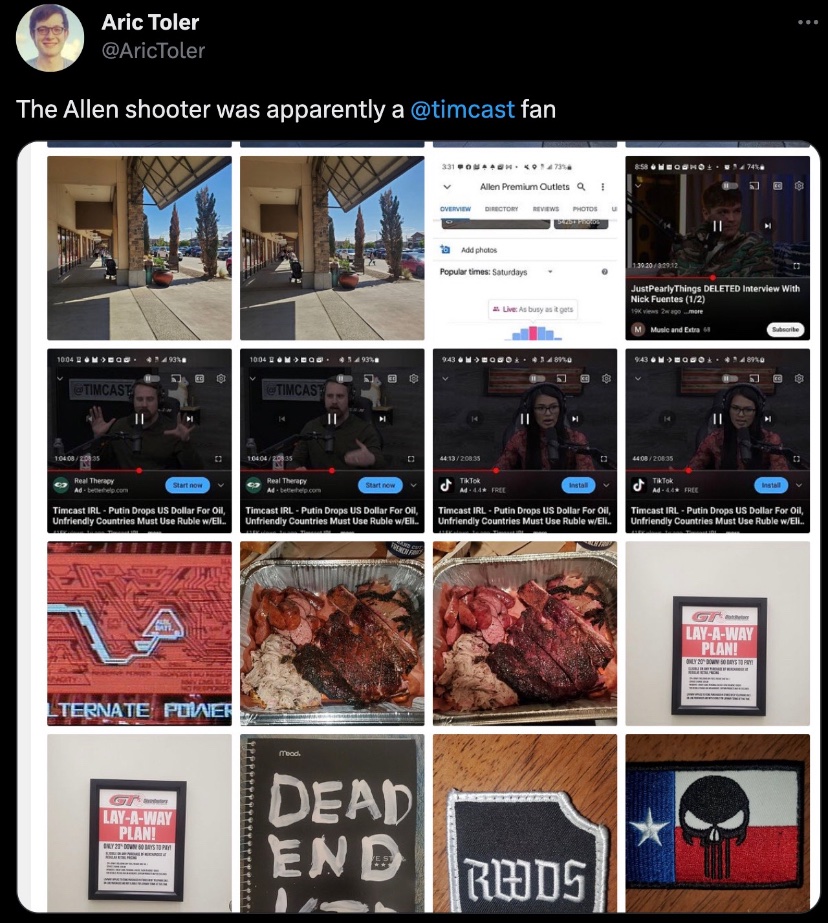 greg_price11's tweet photo. A guy who works for Bellingcat, literally works hand in glove with the CIA, wants us to believe that a Mexican guy who just committed a mass shooting posted on a Russian social media site nobody's ever heard of about being a Nazi and being inspired by @libsoftiktok and random @Timcast episodes and doesn't even know if it's actually him.

This is the biggest Deep State psyop I have ever seen in my life.