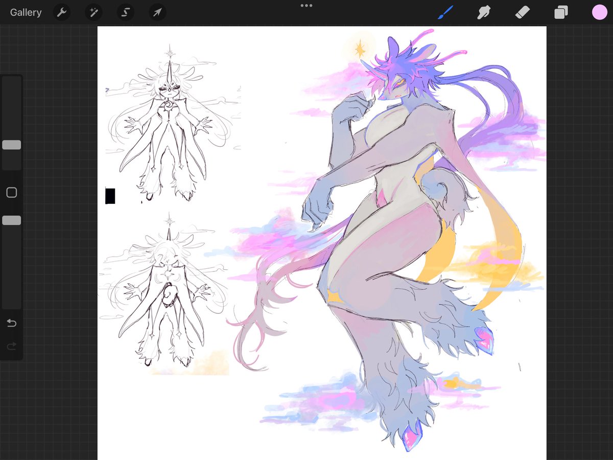 WIP from the other day!
🩵💜🤍💛🩷
#characterdesign #furry #fursona #furryart #artistsontwitter #artistsoftwitter #art #procreate