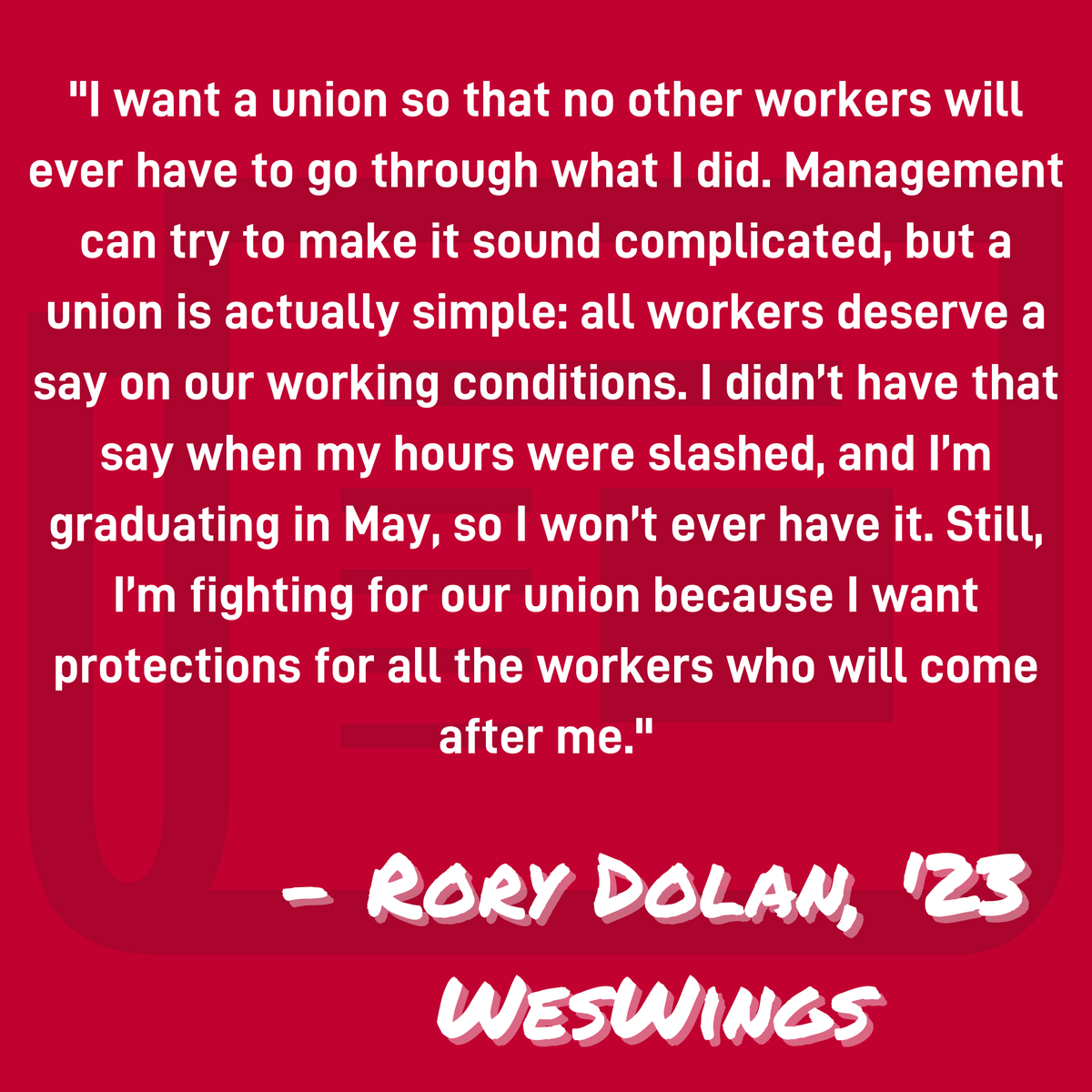 WesDWU's tweet photo. Hear from Rory and Irene about why we need 100% union food service at Wesleyan - follow this link to read more! https://t.co/IrNEC645uI https://t.co/PSkabMr83Y
