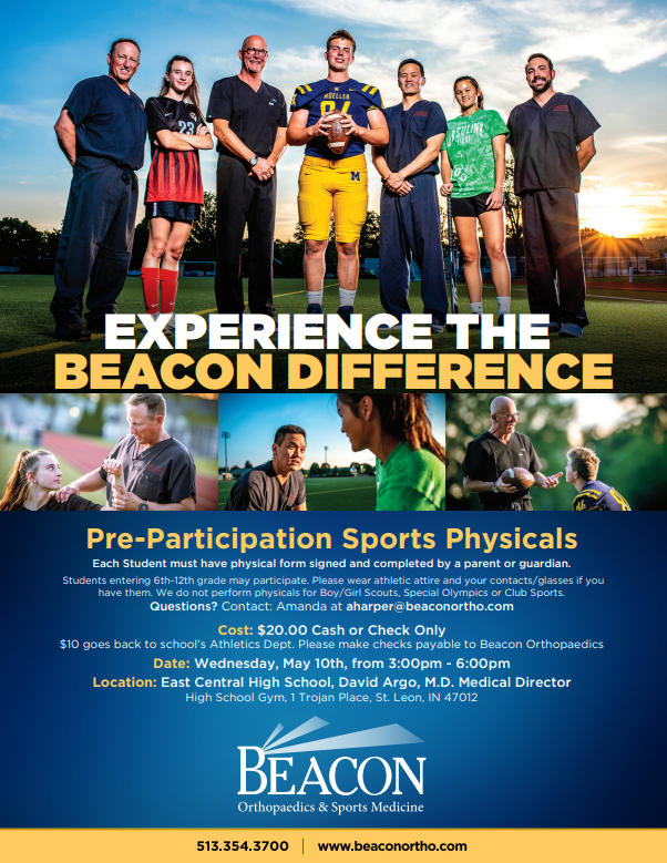 Beacon physicals tomorrow from 3-6.  Great opportunity to have this done before the current one expires June 20, 2023. $20 cash or check only.