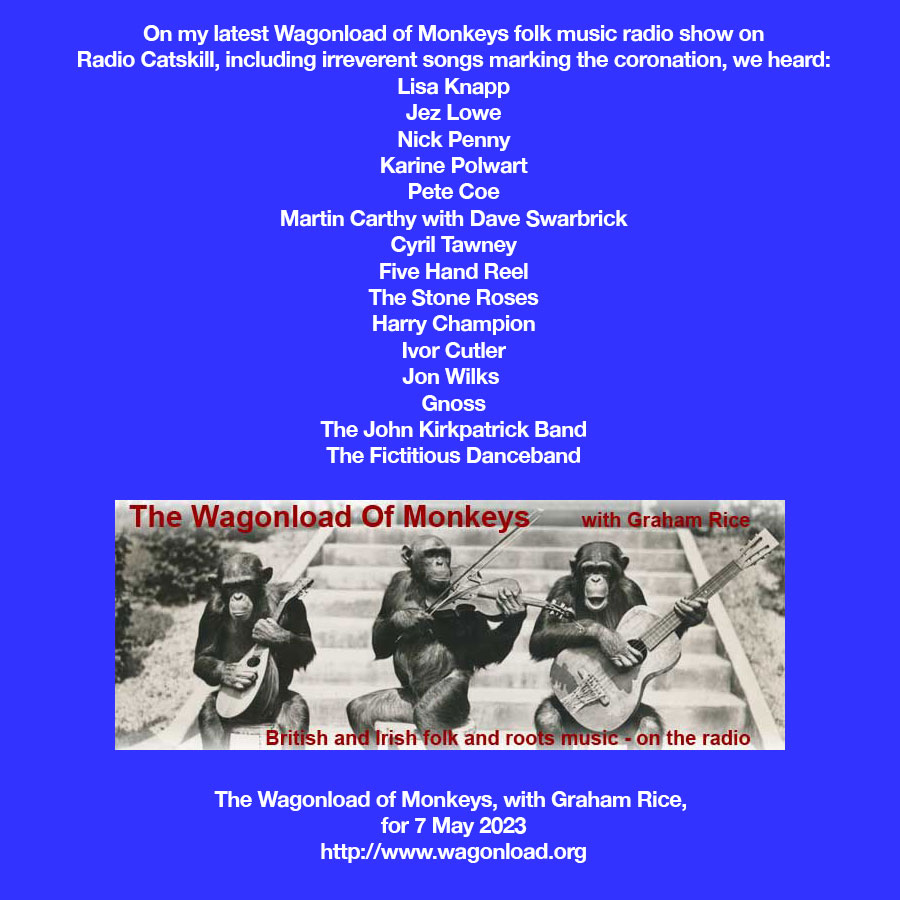 WagonloadOfFolk's tweet photo. On this week's show: @LisaKnappMusic @LoweJez #NickPenny @IAMKP @pcbackshift #MartinCarthy #CyrilTawney #FiveHandReel @thestoneroses #HarryChampion @ivor_cutler @JonWilksMusic @gnossmusic #JohnKirkpatrick
@WJFFRadio @JaneBrace @BirnamCD @atthehelmpr
https://t.co/ibWhOxLdR3 https://t.co/FlI7JoIgRn