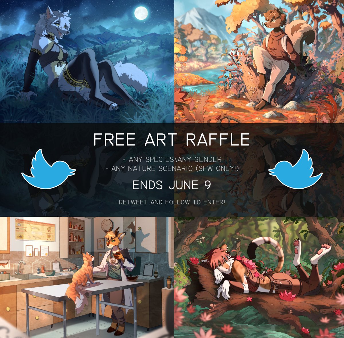 ✨ FREE ART RAFFLE! ✨

It's time for the second raffle of the year!

You will win a fullbody line illustration (nature themed &amp; sfw only)! 

 To enter:  
- follow me; 
- retweet this post! 

 Winner will be chosen on June 9!