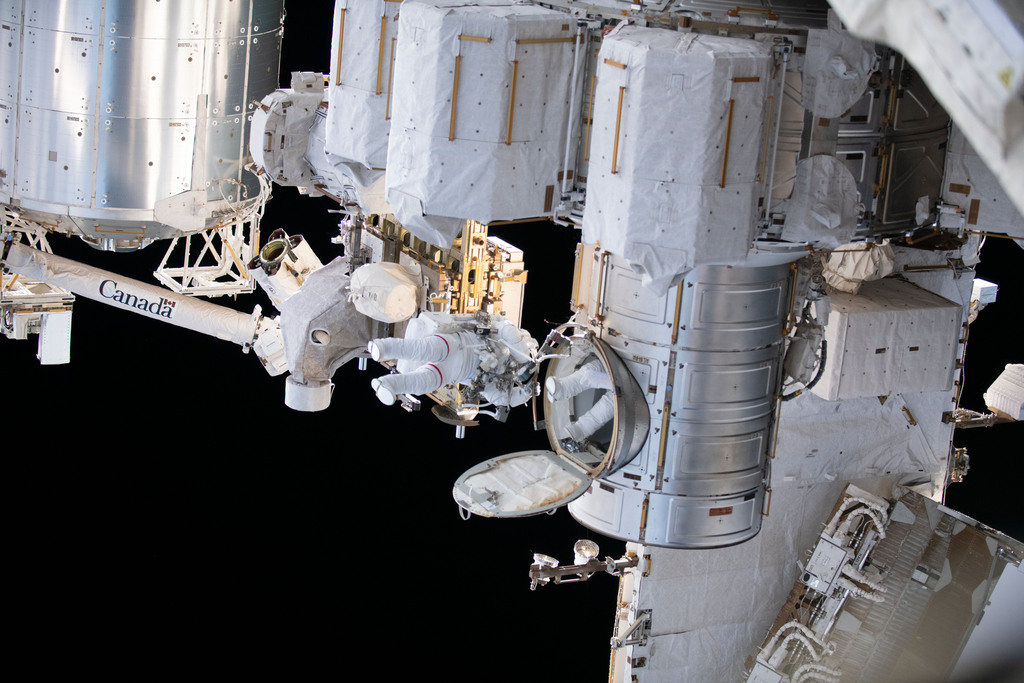 PorkchopPlot's tweet photo. Spacewalkers Stephen Bowen and Sultan Alneyadi Exit the Quest Airlock via NASA https://t.co/zoX56hTinW https://t.co/wguItybg10