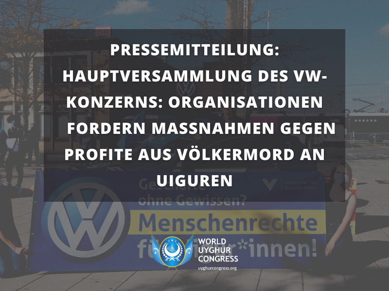 WUiguren's tweet photo. 📢 PRESSEMITTEILUNG 📢

Anlässlich der @VW Hauptversammmlung, appelieren
@WUiguren, @GfbV &amp; @Krit_Aktionaere
an den VW-Aufsichtsrat &amp; alle Interessensvertreter der @VWGroup um konkrete Maßnahmen zu treffen, um Gewinne, die aus dem #UigurenGenozid hervorgehen, auszuschließen. https://t.co/jJ47Vv3kc2