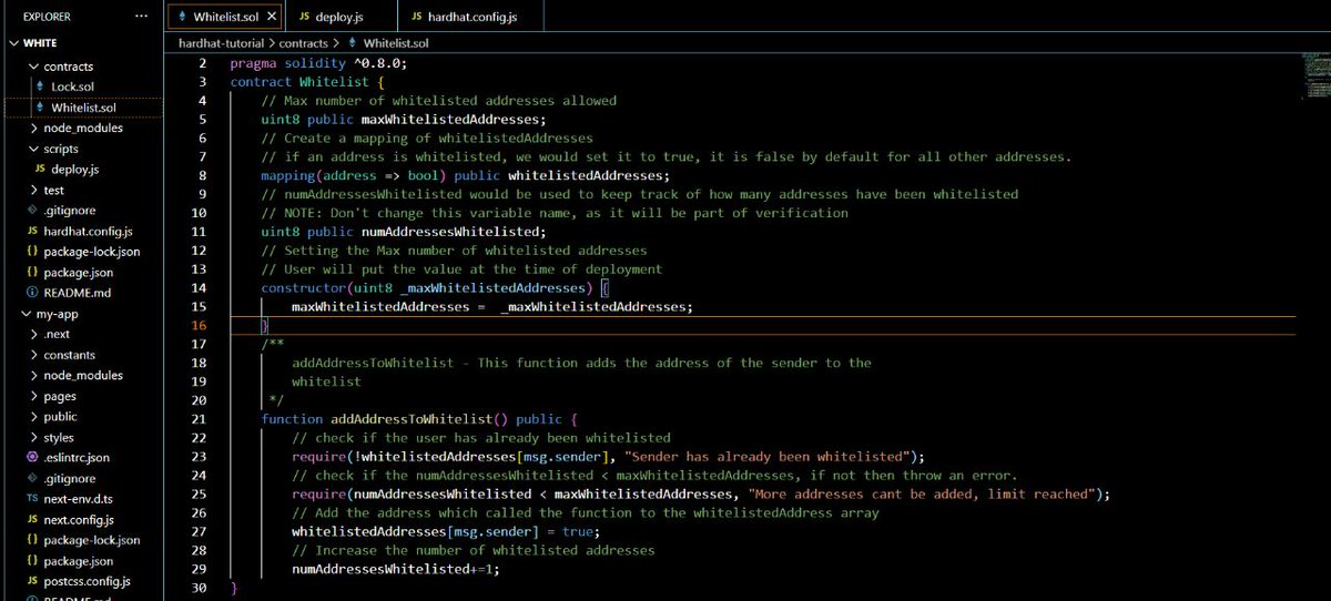 YuvaramyaSri's tweet photo. Day 7 of #30DaysofSolidityLW3 w/@LearnWeb3DAO 
Today,i have completed writing the whitelist dapp in solidity https://t.co/ivKyu26JVC