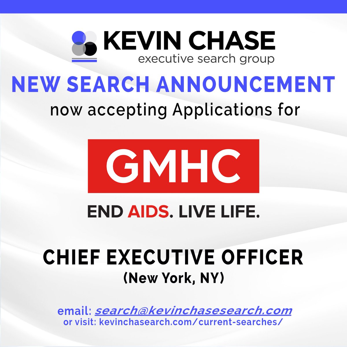 kchasesearch's tweet photo. Our search for @GMHC is LIVE!! Check all the details in this Recruitment Profile: https://t.co/cDn7MYp637 and help us spread the word. We're looking for an experienced executive leader who can lead internal and external stakeholders in creating a bold, new vision for the future. https://t.co/4BV3rCAjtG
