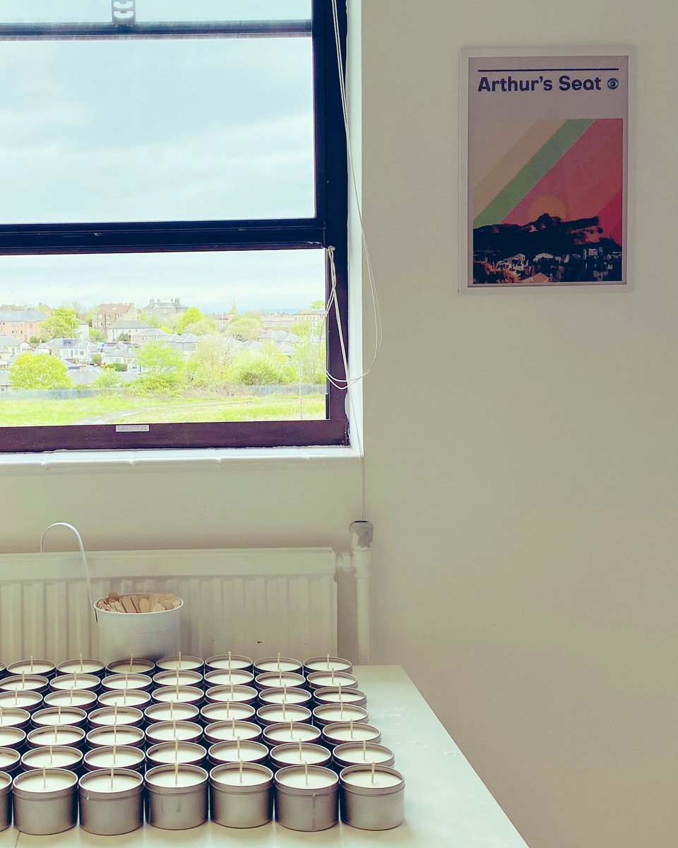 New Arthur’s Seat print on the studio wall. 

#edinburgh #arthursseat #candlestudio #candle