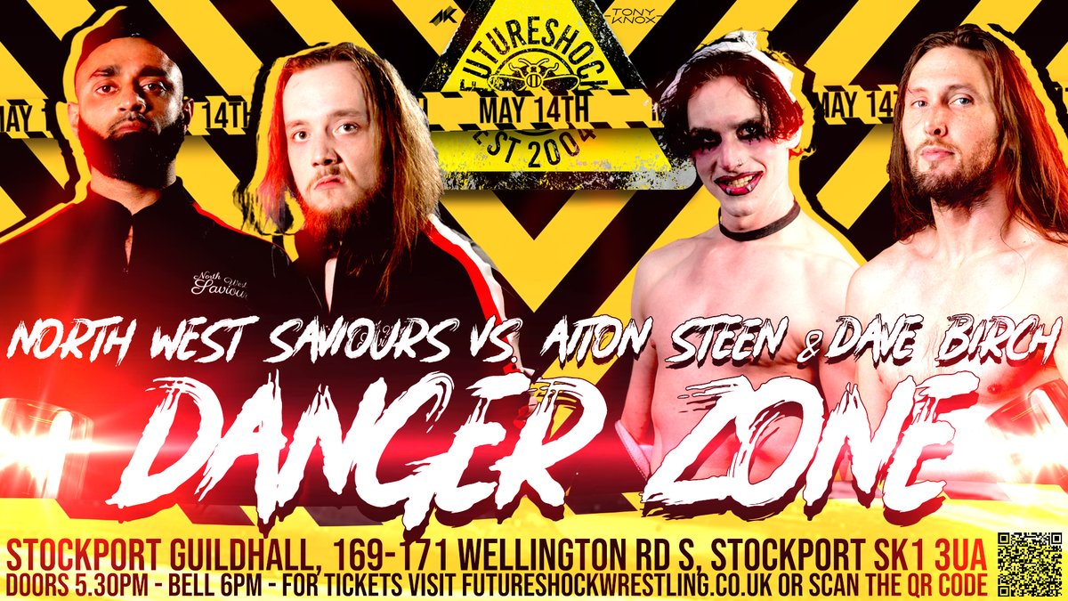 FutureShockWres's tweet photo. The Future in FutureShock... This Sunday @ThatDamnBailey's proteges The North West Saviours take on two dynamic daredevils looking to make names for themselves.
Two men that know no mercy & two that know no fear. They clash at #FSWDangerZone!
Tickets: https://t.co/65F5Zj1I9L https://t.co/OYK6XY5VRx