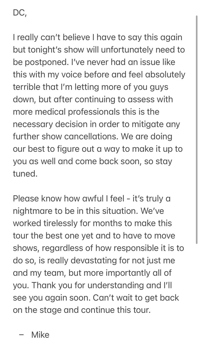QuinnXCII's tweet photo. DC, I’m so sorry 💔

Philly, rest assured I’ll see you all Thursday. https://t.co/96geXwrkJe
