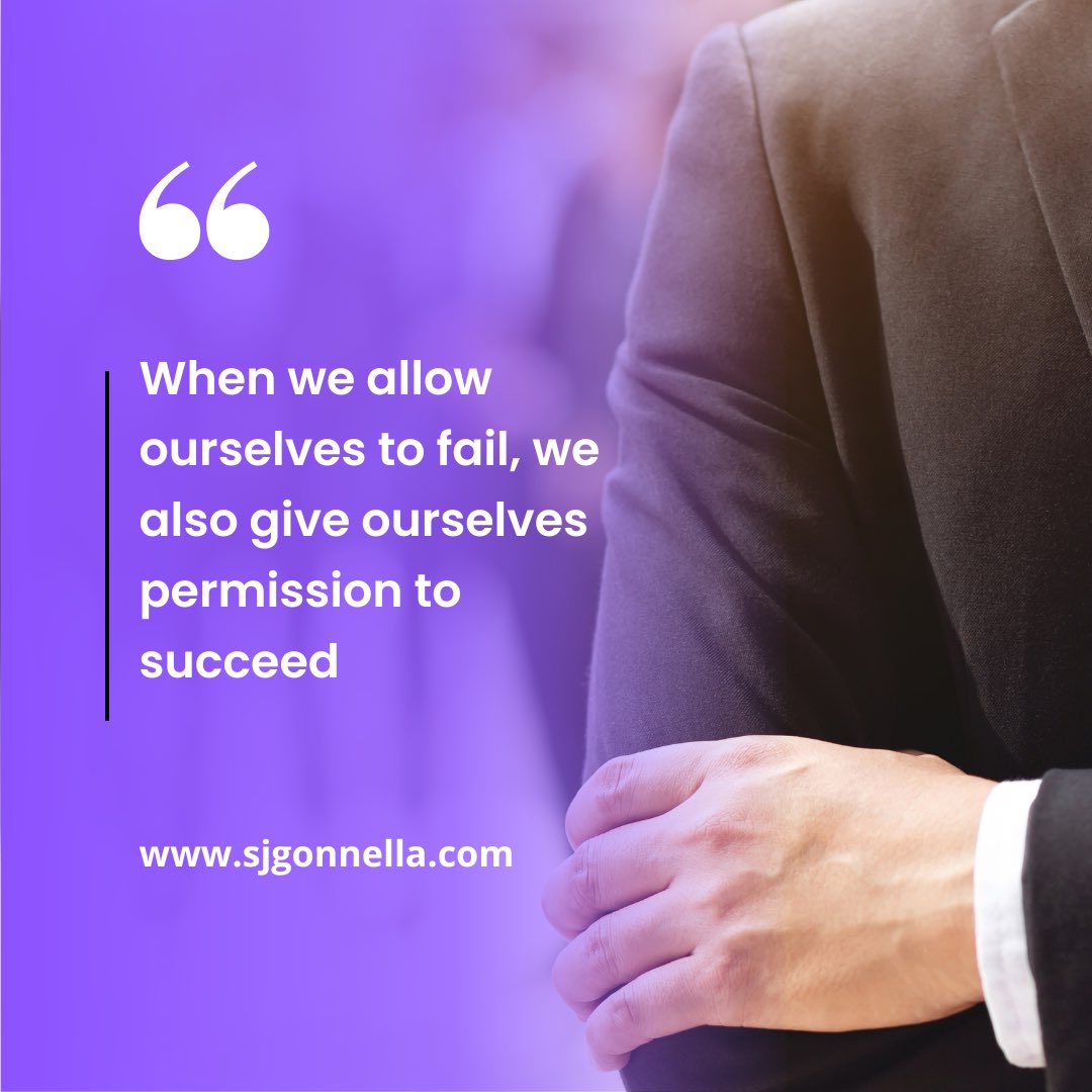 When we allow ourselves to fail, we also allow ourselves permission to succeed! #business #knowyourworth #achieveyourgoals #agency #life #positivemotivation #intelligence #wealth #london #quote #success