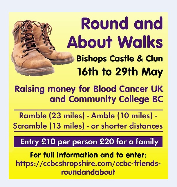 LeominsterNews's tweet photo. Many people in #Herefordshire enjoy #walking - so what about a walk in the #BishopsCastle &amp; #Clun area, raising funds for #BloodCancerUK and Friends of Bishops Castle Community College? More info at https://t.co/3m388W7Nig https://t.co/ukypgGKosb