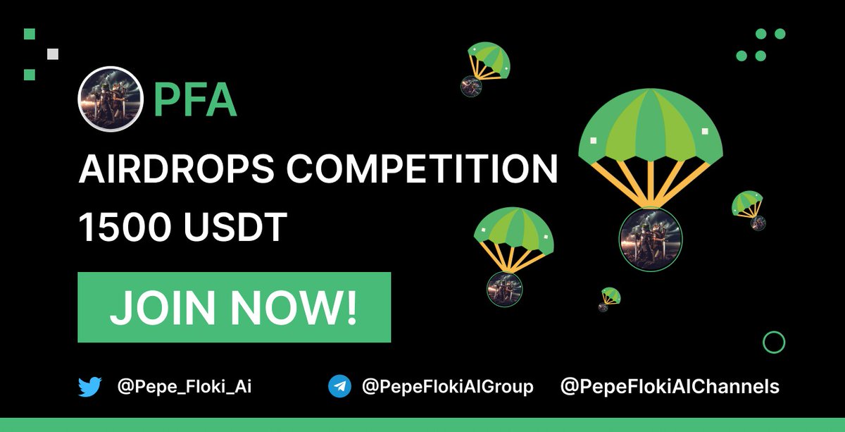 🔥 Floki Pepe Ai Airdrop 🔥 

🔐 SAFU, AUDIT &amp; KYC

➡️Task : ➕  4 USDT for 250 random participants each
➡️Rereffal : ➕  500 USDT for top 30 referrers

📝Airdrop Link &amp; Information : t.me/PepeFLokiAiAir…

#Airdrop #Bitcoin #FlokiPepeAI #Airdropstario