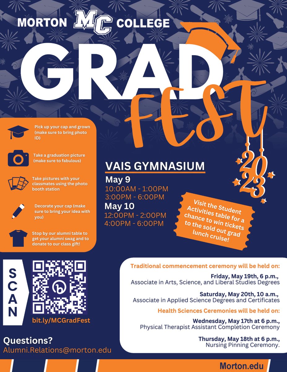 Celebrate #GradFest2023 with us today and tomorrow! 🎓 Join us for:
Cap and gown pickup 👩🏼‍🎓
Photoshoot 📸
Grad cap decoration
Alumni association registration
Schedule:
📅 May 9th: 10am-1pm &amp; 3pm-6pm
📅 May 10th: 12pm-2pm &amp; 4pm-6pm

Don't miss this special event! #Classof2023