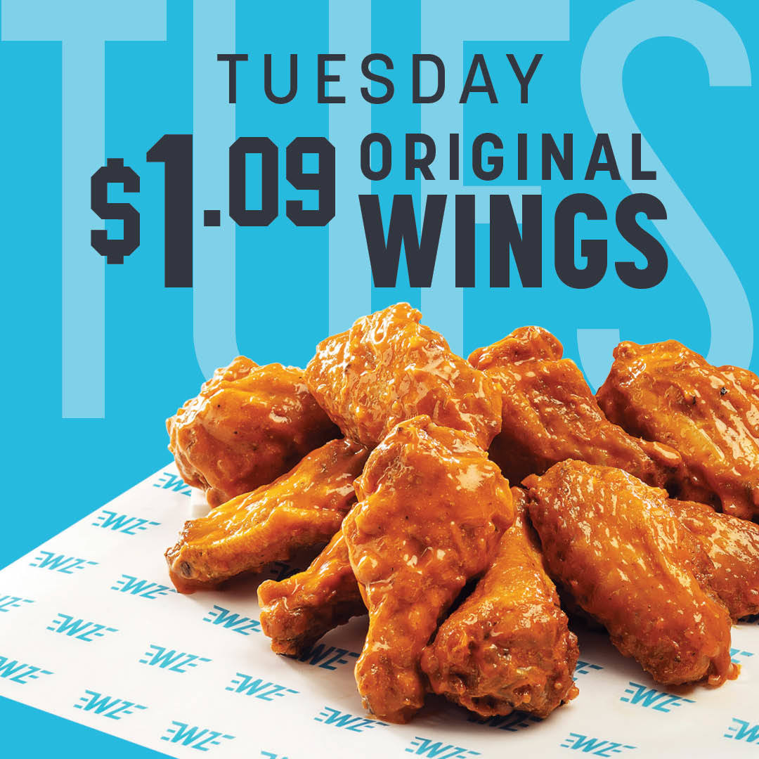 WingZone's tweet image. Hungry for a deal? We’ve got you covered! Come enjoy our mouth-watering original wings for just $1.09 each on Tuesdays!

Order Now: wingzone.info/WZOrder