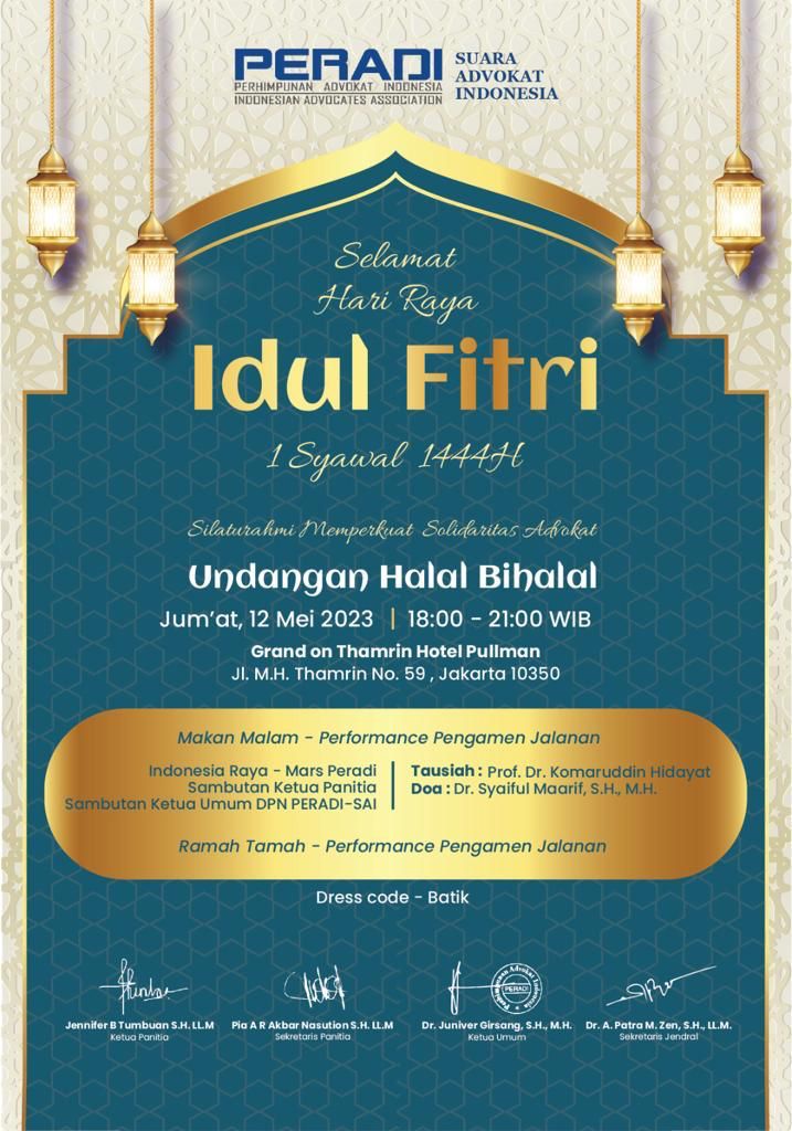 PeradiSai's tweet photo. Dengan kerendahan hati, kami mengundang segenap Anggota PERADI SAI untuk turut serta dalam acara Halal Bihalal demi menjalankan silaturahmi dan kebersamaan.

#PERADISAI
#Halalbihalal https://t.co/3GRDjyg0MQ