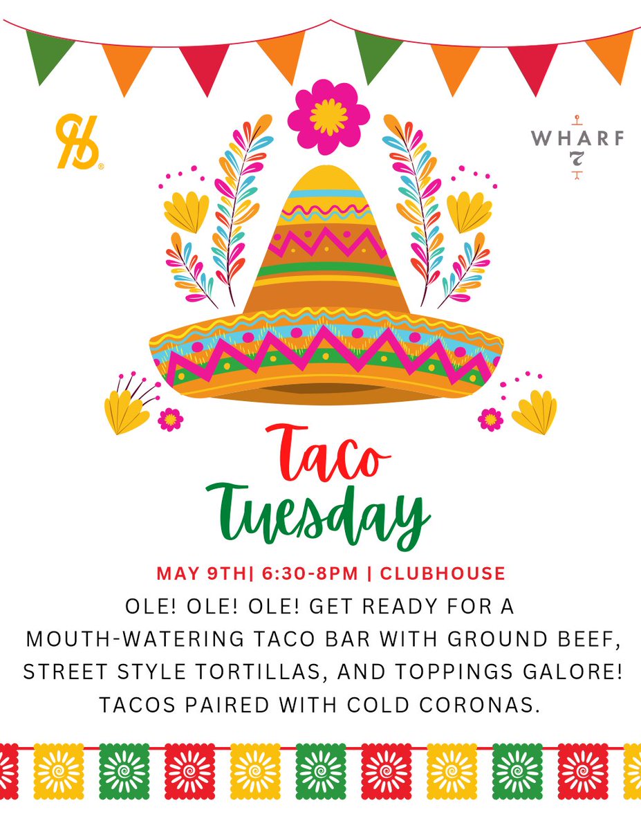 Wharf7_DI's tweet photo. Join us tonight for Taco Tuesday!

#LoveWhereYouLIve #WeLoveOurResidents #Community #ResidentEvents #LuxuryRentals #TacoTuesday #Wharf7 #ItsawonderfulWharf #Charleston #socialhub #DanielIsland https://t.co/rCem3jQYHY
