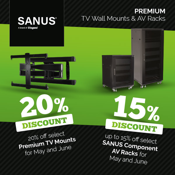 leegodboldltd's tweet photo. HUGE savings on selected Sanus TV Wall Mounts &amp; AV Racks throughout the months of May and June.
https://t.co/TsrQqt61Ec https://t.co/OeRiHyETzl