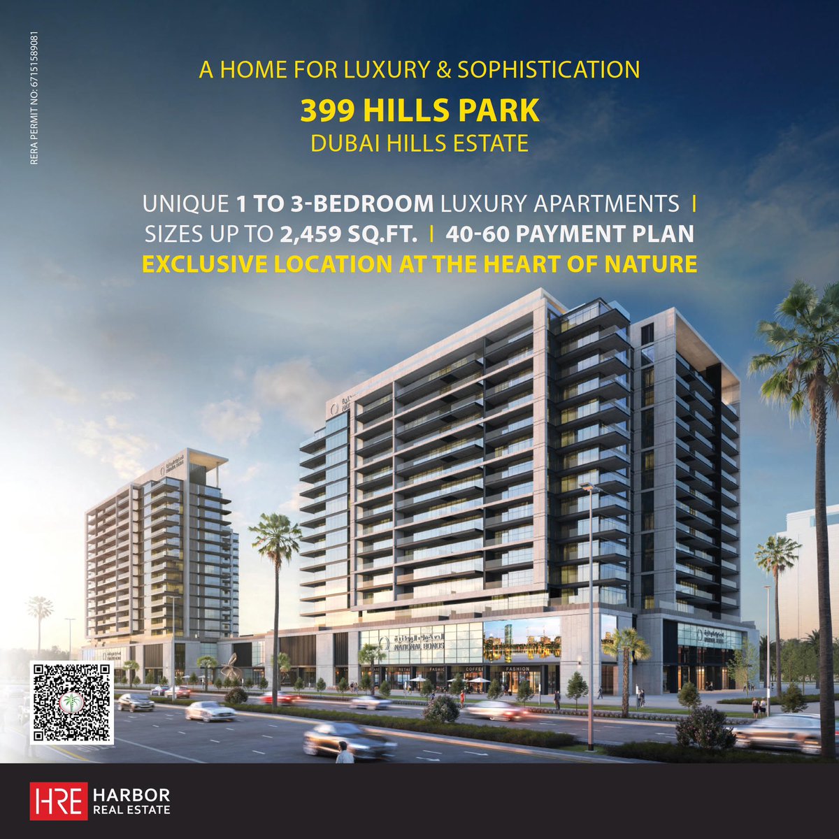 A HOME FOR LUXURY &amp; SOPHISTICATION 
399 HILLS PARK

To capture this golden opportunity &amp; enjoy professional sales advice, contact Harbor Real Estate, the only agency to receive gold ranking 6 times in a row by Dubai Land Department.
+971 4 325 1616
+971 50 916 6543