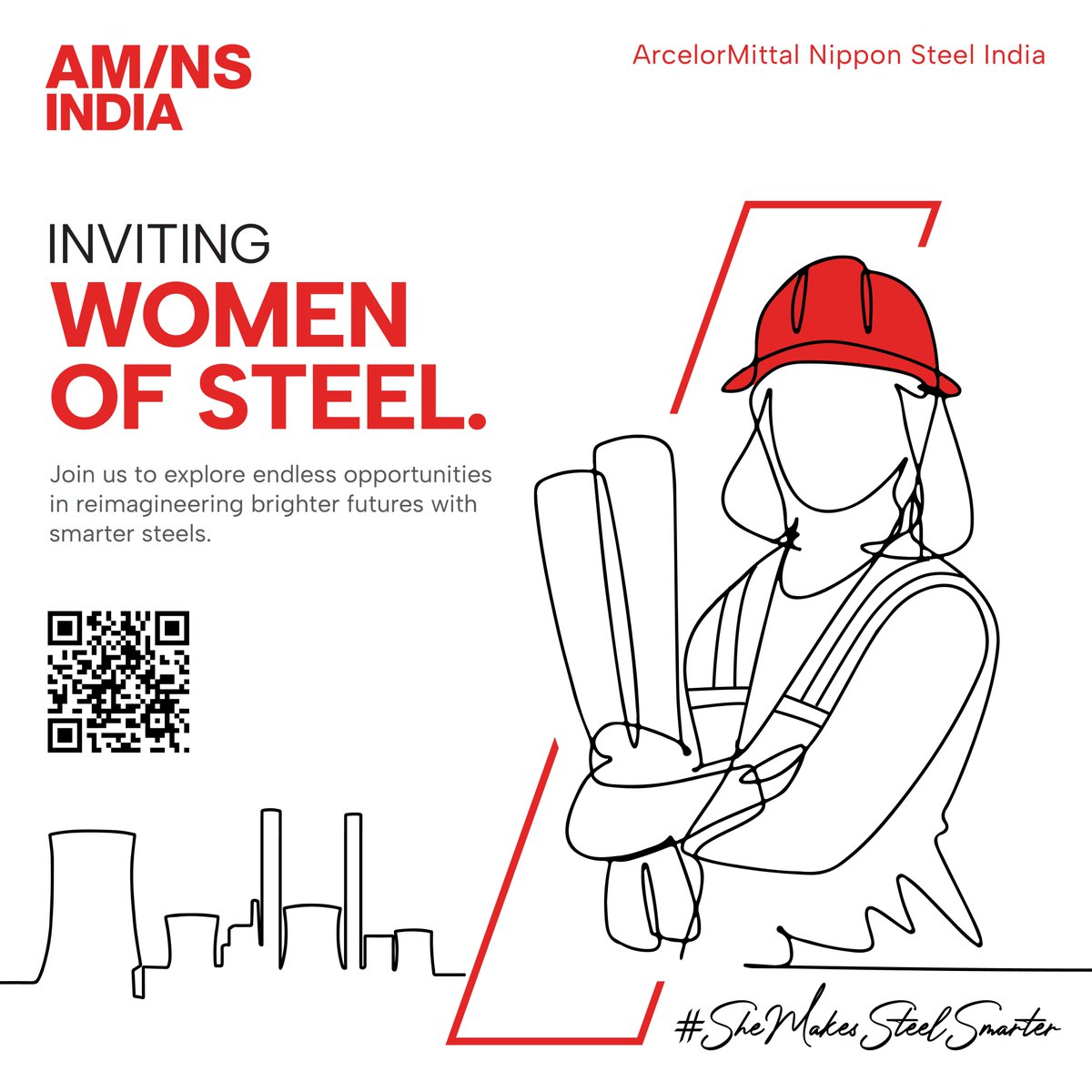 Calling all women with steel in their veins!
We're hiring female engineering graduates (BE/BTech - 2021/22/23) in Mech/Electrical/Ceramic/Civil.
Join AM/NS India & revolutionise the steel industry:
tinyurl.com/2fdkalq9

#SmarterSteels #SmarterSteelsBrighterFutures