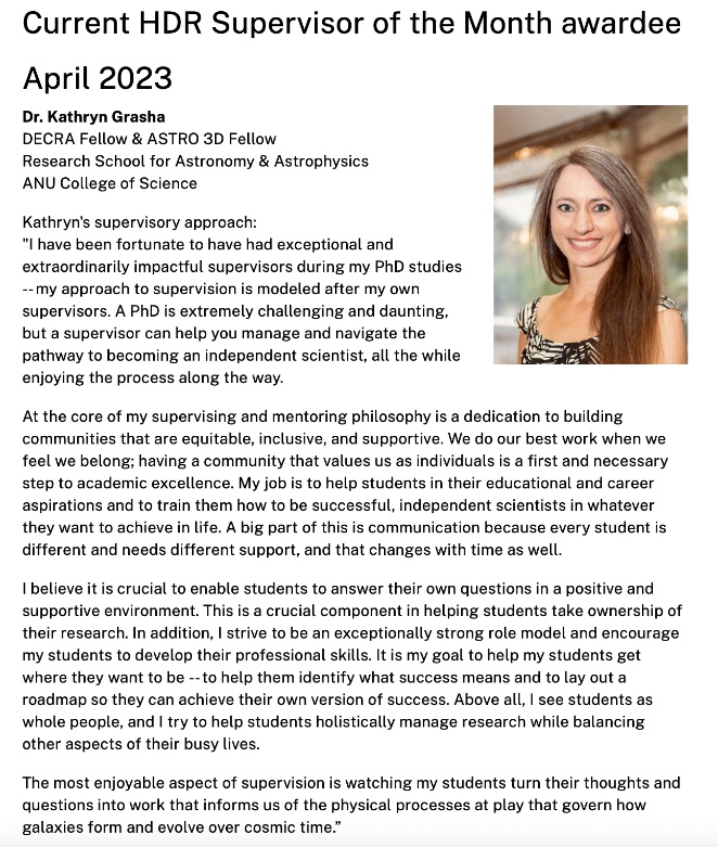 Somehow I won <a href="/ourANU/">ourANU</a>'s supervisor of the month award?

Excuse me while I casually drop this here and just add to the privilege of working at <a href="/StromloANU/">Mount Stromlo</a> and <a href="/scienceANU/">Science & Medicine at ANU</a> 

services.anu.edu.au/research-suppo…