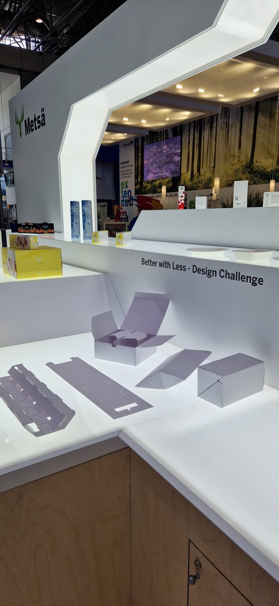 BetterwithLess1's tweet photo. The amazing and innovative winners of the #BetterwithLess – Design Challenge are being showcased at @MetsaBoard's  stand in the world’s largest packaging fair @interpack2023. Congratulations once again to all winners! https://t.co/9if2cvZ33v
