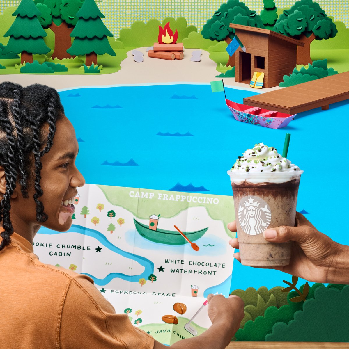Starbucks's tweet photo. Only lost in flavor. 🗺 Explore the NEW Chocolate Java Mint Frappuccino® Drink. (US &amp; Canada) https://t.co/6RIvI3jLd9