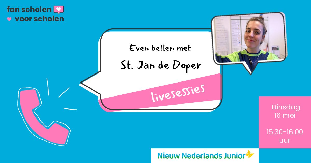 Noordhoffbao's tweet photo. Heb jij vragen over de nieuwe lesmethode Nieuw Nederlands Junior Taal, Spelling, Lezen én Getal &amp; Ruimte? Op 16 mei van 15.30 tot 16.00 uur staat Rianne Steenbeek van St. Jan de Doper online klaar om al jouw vragen te beantwoorden. 

Meld je gratis aan 👉https://t.co/eyfxvgTEIn https://t.co/mpmST0UvDK