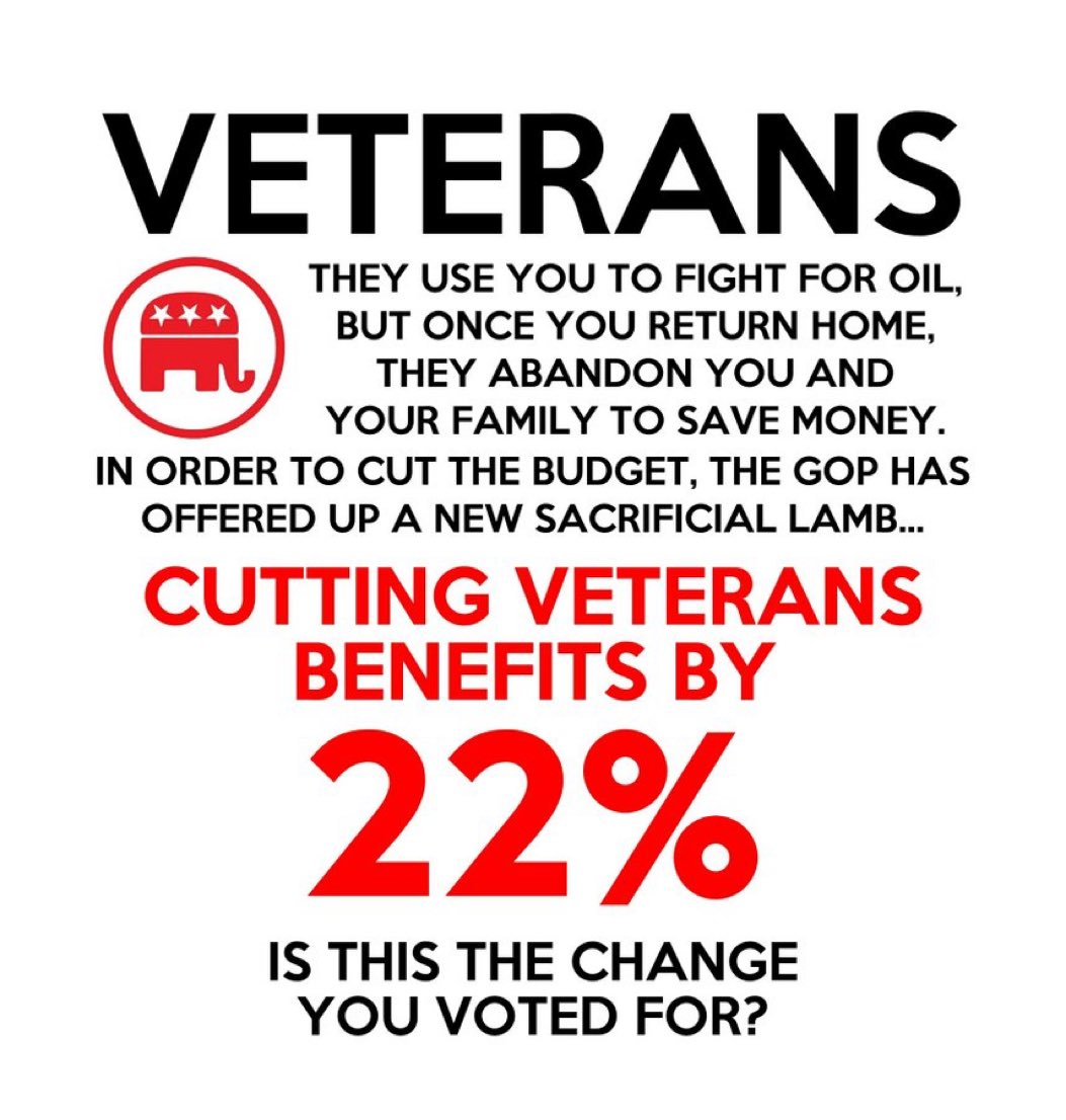 We need as many veterans as possible to hear this message:

The GOP-manufactured default crisis throws vets COMPLETELY under the bus.

They’re holding the economy hostage because they want to cut your benefits by 22%. 

RT & reply with the hashtag #RepublicansDefaultOnVets