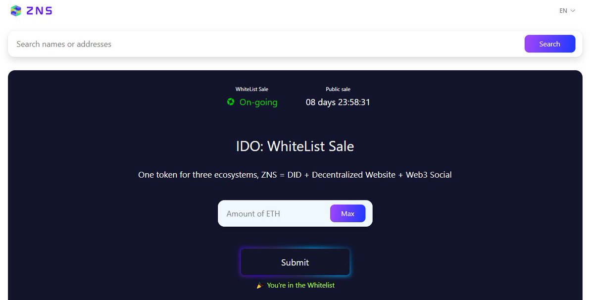 InfoCSNetwork's tweet photo. Per coloro che hanno partecipato al progetto #ZNS sin dalla fase iniziale, e sono in #whitelist alla presales del progetto @ZNSprotocol, potete accedere al sito e inviare i vostri #ETH.

https://t.co/THM7NSKyq3 https://t.co/k27tnD5hWP