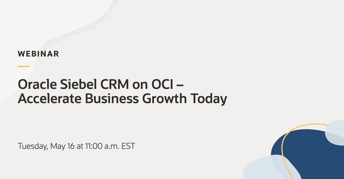 ShayneLibby's tweet image. OracleCloud: It&apos;s true: running Siebel #CRM on our #OCI offers an easier migration path and significantly reduced costs. Tune in live to learn more. social.ora.cl/6016OuuVA