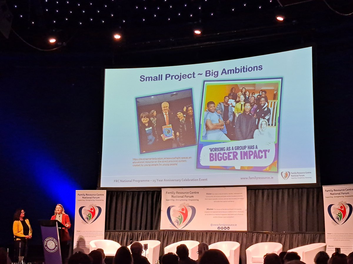 Else Breathneach & Natasha Muldoon from ARD FRC, Galway, one of Ireland's most ethnically diverse communities talk abt some fab #communitydevelopment & integration work they are doing inc on Africa Day, the World Within project & Global Youth Work. #atpromise @CormacRussell