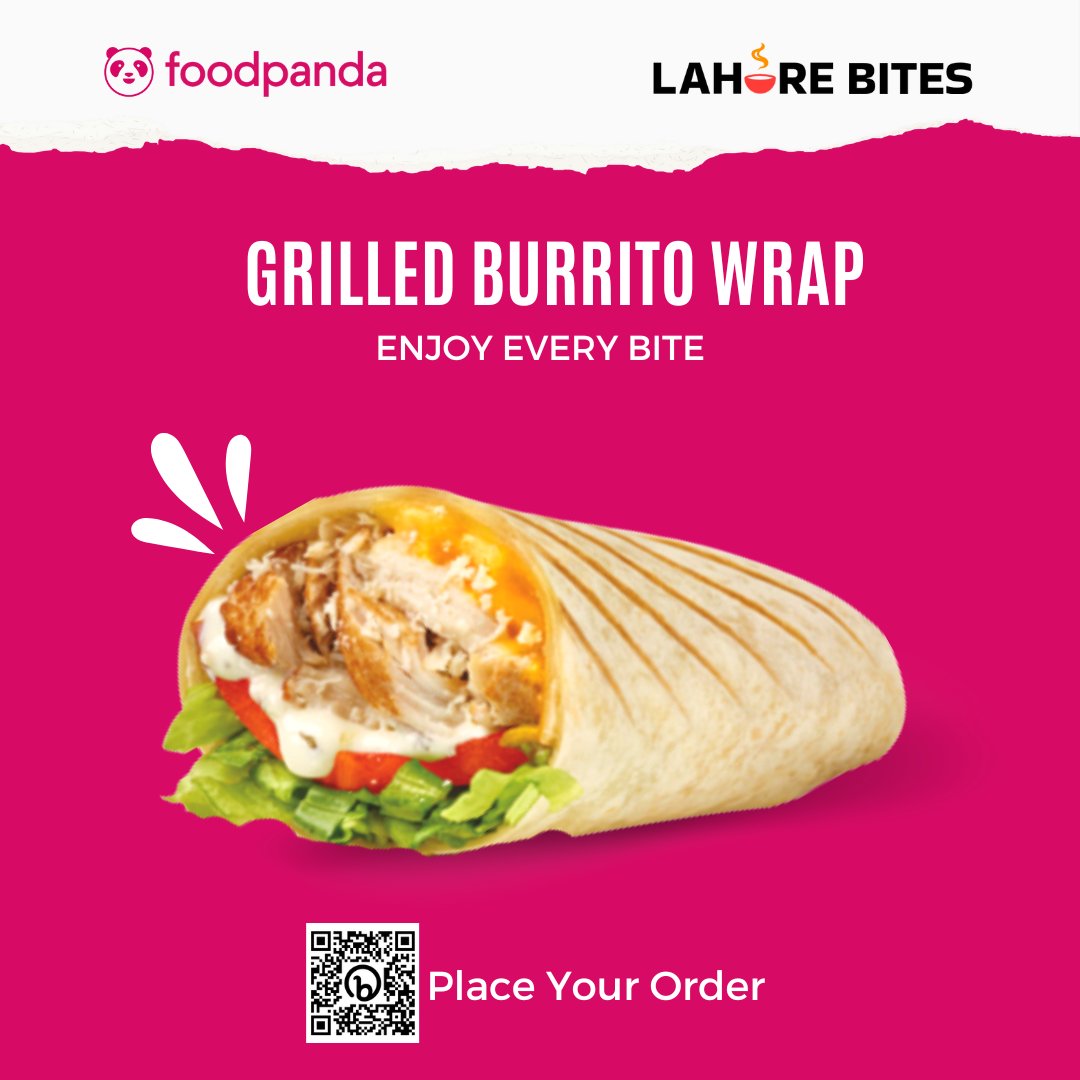 lahorebites's tweet photo. Take a bite of our delicious ๐๐ซ๐ข๐ฅ๐ฅ๐๐ ๐๐ฎ๐ซ๐ซ๐ข๐ญ๐จ ๐๐ซ๐๐ฉ and experience the perfect blend of tasty chicken and mouth-watering flavors! ๐ฏ๐
Order in just one click:ย https://t.co/xcXT0ucyGS
#lahorebites #burgers #foodpandadelivery #foodpanda #wraps #chrispywraps https://t.co/lBsizX8vhq