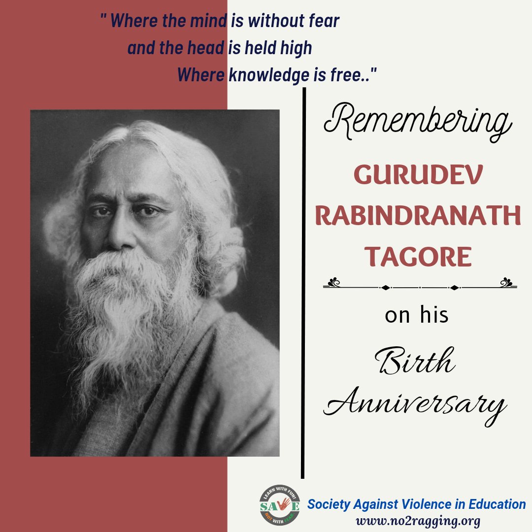 No2Ragging's tweet photo. Guru Rabindranath Jayanti.

#RabindranathTagoreJayanti #RabindranathTagore https://t.co/2BqNRsjdkY