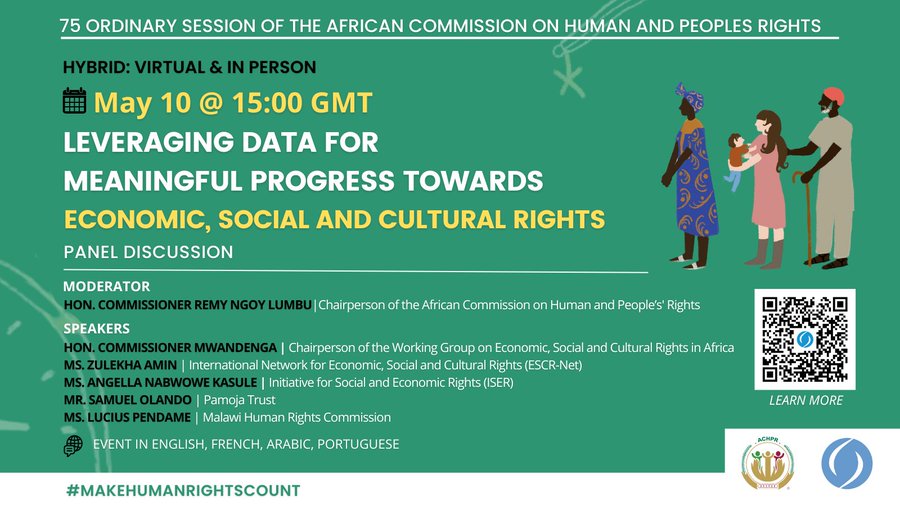 ESCRNet's tweet photo. 🔴 EVENT REMINDER TOMORROW! 
📣 Join us for our panel discussion on "Leveraging Data for Meaningful Progress Towards ESCR" and learn how to #MakeHumanRightsCount. Co-hosted by
@achpr_cadhp, ft. guest speakers from @ISERUganda, @pamoja_trust &amp; @HumanRightsMW.
🗓️ May 10 @ 15:00 GMT https://t.co/aDrXfFwDj3