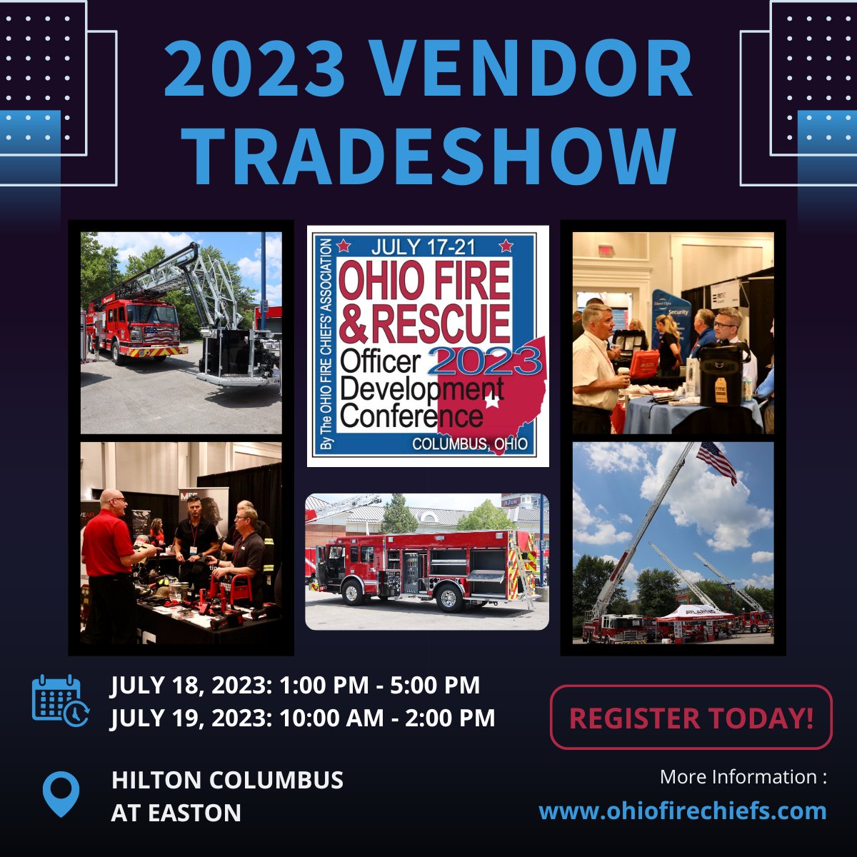 OFCA450's tweet photo. Are you registered for the 2023 Ohio Fire &amp; Rescue Officer Development Conference? 

For more information and to register, please visit this link: https://t.co/gEoqZOkMug https://t.co/Pkk3MurSaf