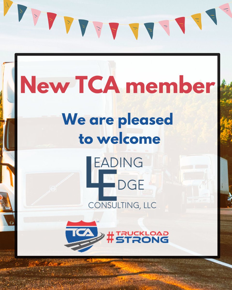 TCANews's tweet photo. We are happy to introduce our new TCA member, LEC, LLC - Welcome on board! We are so excited that you've joined our growing truckload association, and we are here to serve you!
#newtcamember #truckloadstrong #tca #truckingindustry #trucks #trucking https://t.co/fOe3O99xn1