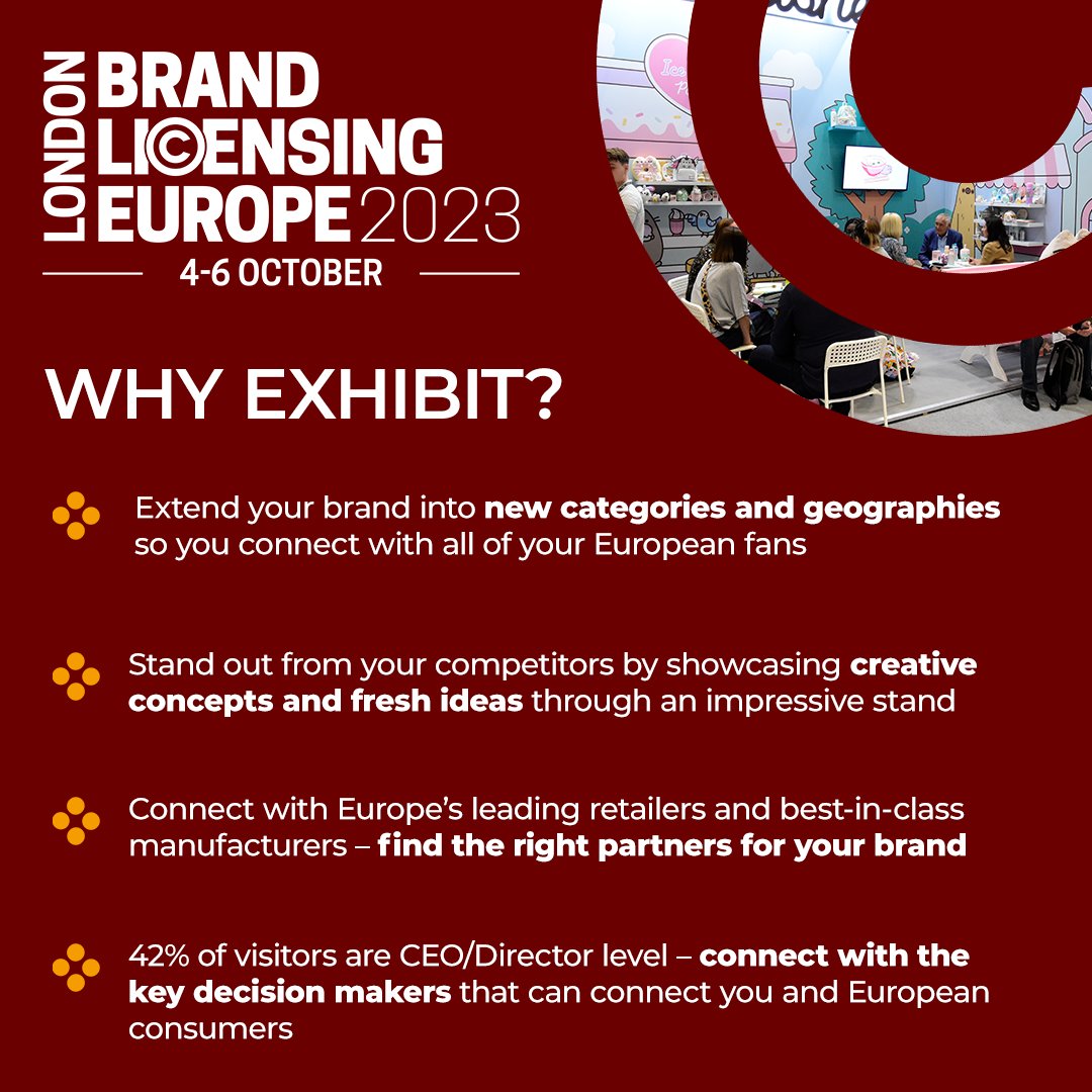 Are you looking to extend your brand into new product categories and geographies in Europe? Join us as an exhibitor at #BLE2023 and show leading retailers and manufacturers what you have to offer.Visit our website to learn more: bit.ly/3M7iCfI #Licensing #ExtendYourBrand