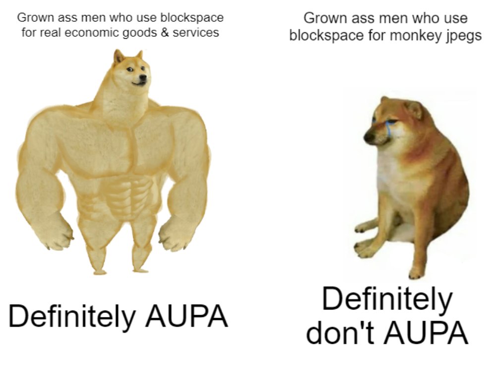 EatAupa's tweet image. We all know #mempool #blockspace can be used for any reason by anyone. Nobody has the right to dictate what is good/bad use of it...

But the truth is.... 

🤣🤣