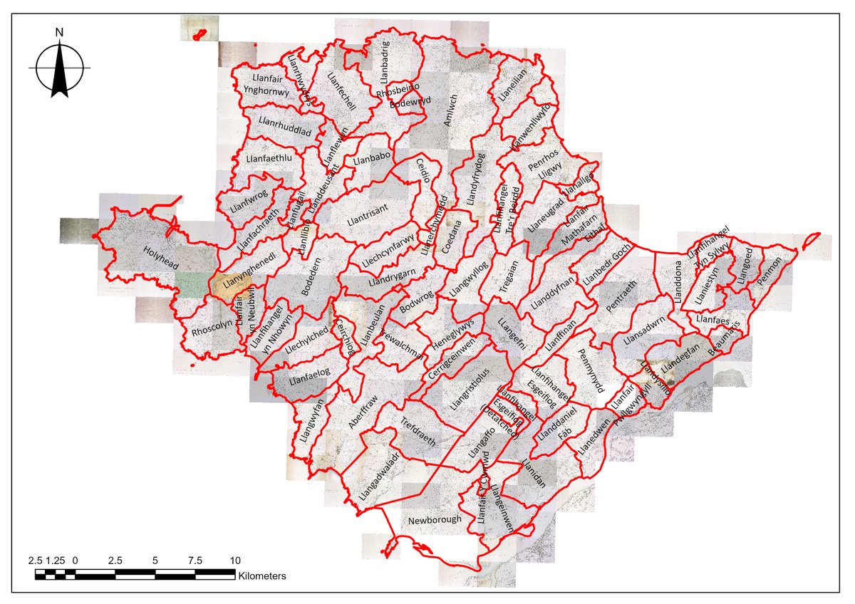 Hello Everyone! Just a final update on the mapping of the Historical Parish Boundaries of Anglesey on the 1st Edition OS 25inch mapping c.1880s.... It's finished. Not bad for a few days work! Fingers crossed we can get more of this done for wider Wales 🤞 #Mapping #Parish #HGIS